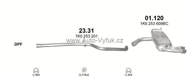 AUDI A3 Sportback 1.9 D 10/2005-6/2008 1896ccm 77kW kat.