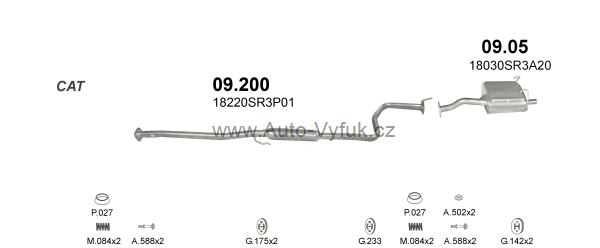 HONDA CIVIC 1.5 HATCHBACK 1/1992-0/1995 1493ccm 66kW kat.