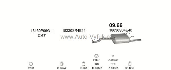 HONDA CIVIC 1.5 SEDAN 1/1992-0/1996 1493ccm 66kW kat.