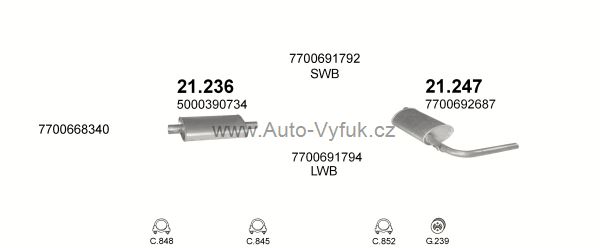 RENAULT TRAFIC 2.1 D 1/1981-2/1989 2068ccm 44kW