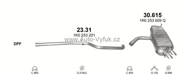 VOLKSWAGEN GOLF V 1.9 D 6/2005-11/2008 1896ccm 66-77kW kat.