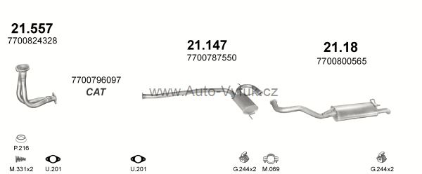 RENAULT R19 1.7 HATCHBACK 9/1989-0/1994 1721ccm 66kW kat.