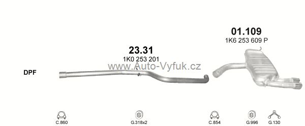 AUDI A3 1.9 D 10/2005-6/2008 1896ccm 77kW kat.